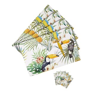Tischset "Tukan" 4 Stück + 4 Gratis-Untersetzer