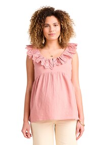 Musselinbluse mit Lochstickereien für Schwangerschaft und Stillzeit