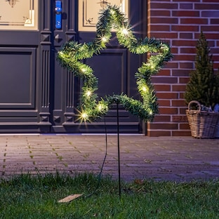 Piquet de jardin à LED «Étoile» avec guirlande de sapin