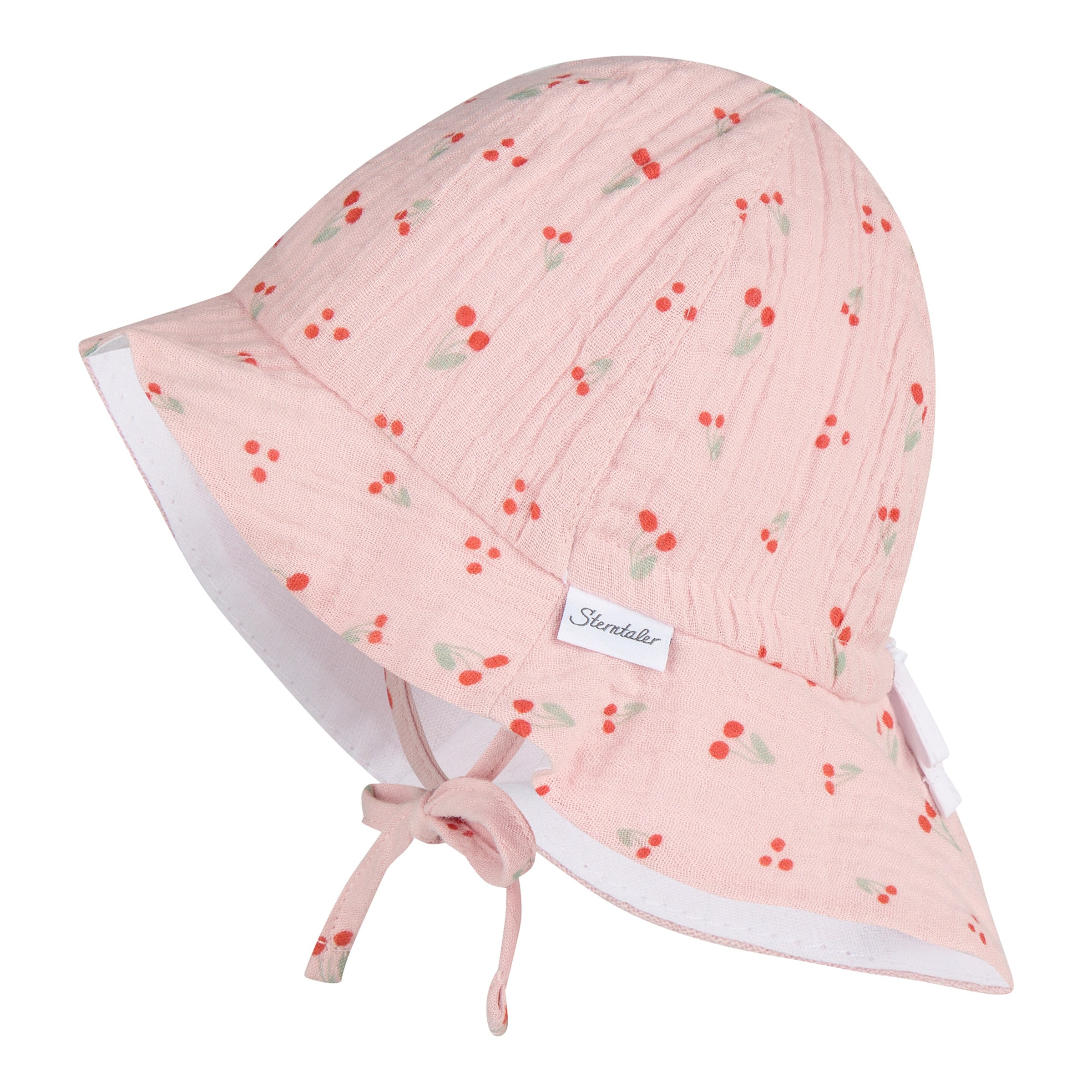 Sterntaler Musselin-Sonnenhut mit Nacken- und UV-Schutz Kirschen