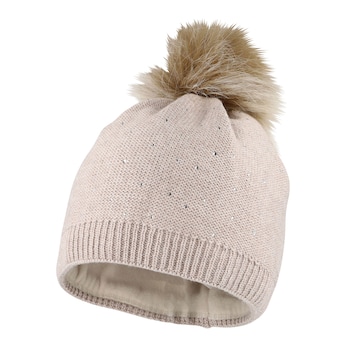 Winter-Strickmütze mit Bommel Glitzer
