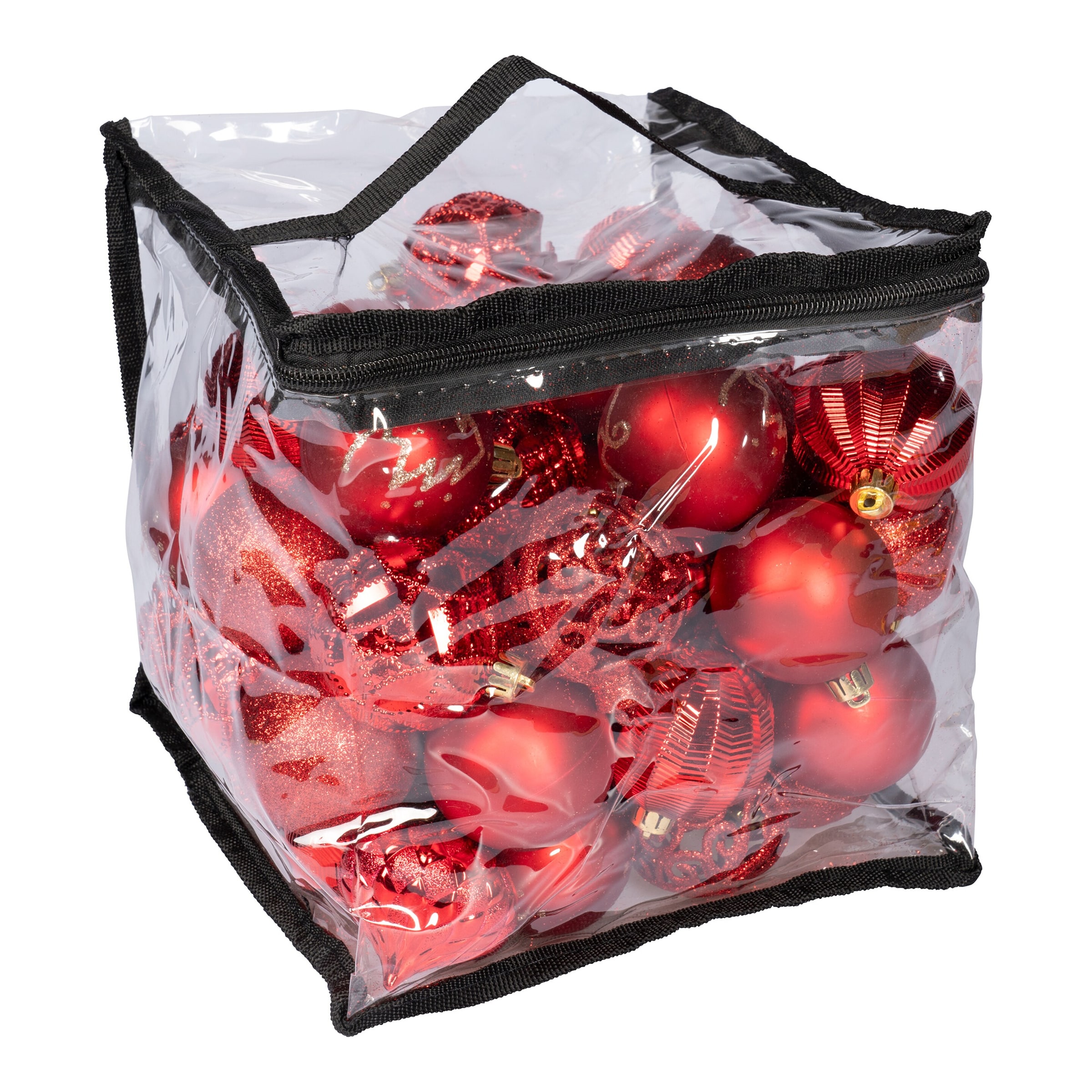 Weihnachtskugel-Set, 60-teilig, rot
