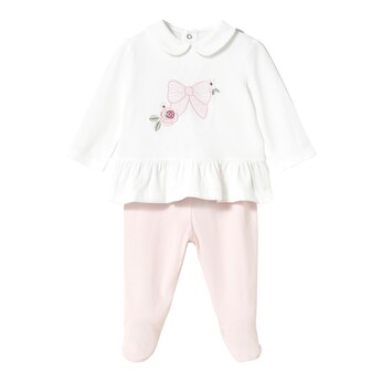 2-tlg. Set Shirt langarm und Hose mit Fuß Bubikragen Schmetterling