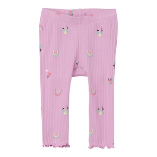 Leggings Blumen Regenbögen Rippqualität