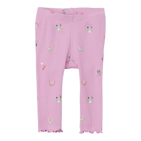 Legging matière côtelée fleurs arcs-en-ciel