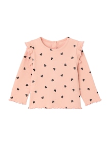 Geripptes Mädchen Baby Shirt mit Volantärmeln, Bio-Baumwolle
