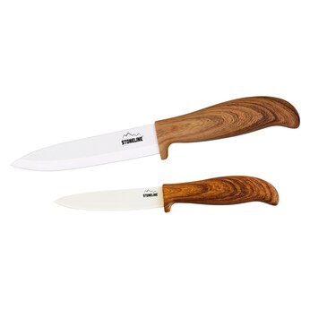 STONELINE Keramik Messer-Set 2-teilig | Holzoptik