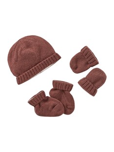 Baby-Set aus Strick: Mütze, Fäustlinge & Schühchen