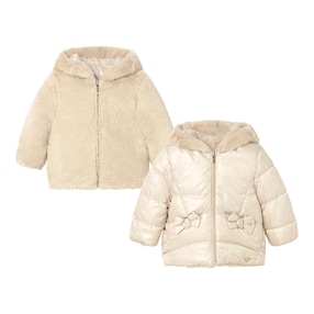 Wende-Steppjacke mit Kapuze Plüsch