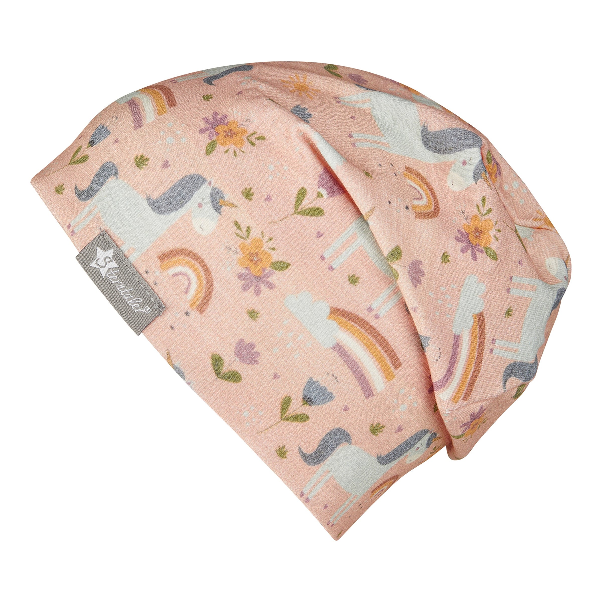 Sterntaler Beanie mit UV-Schutz Einhörner Regenbögen