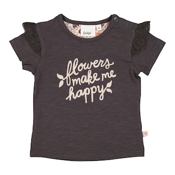 T-Shirt Flowers Stick-Rüsche