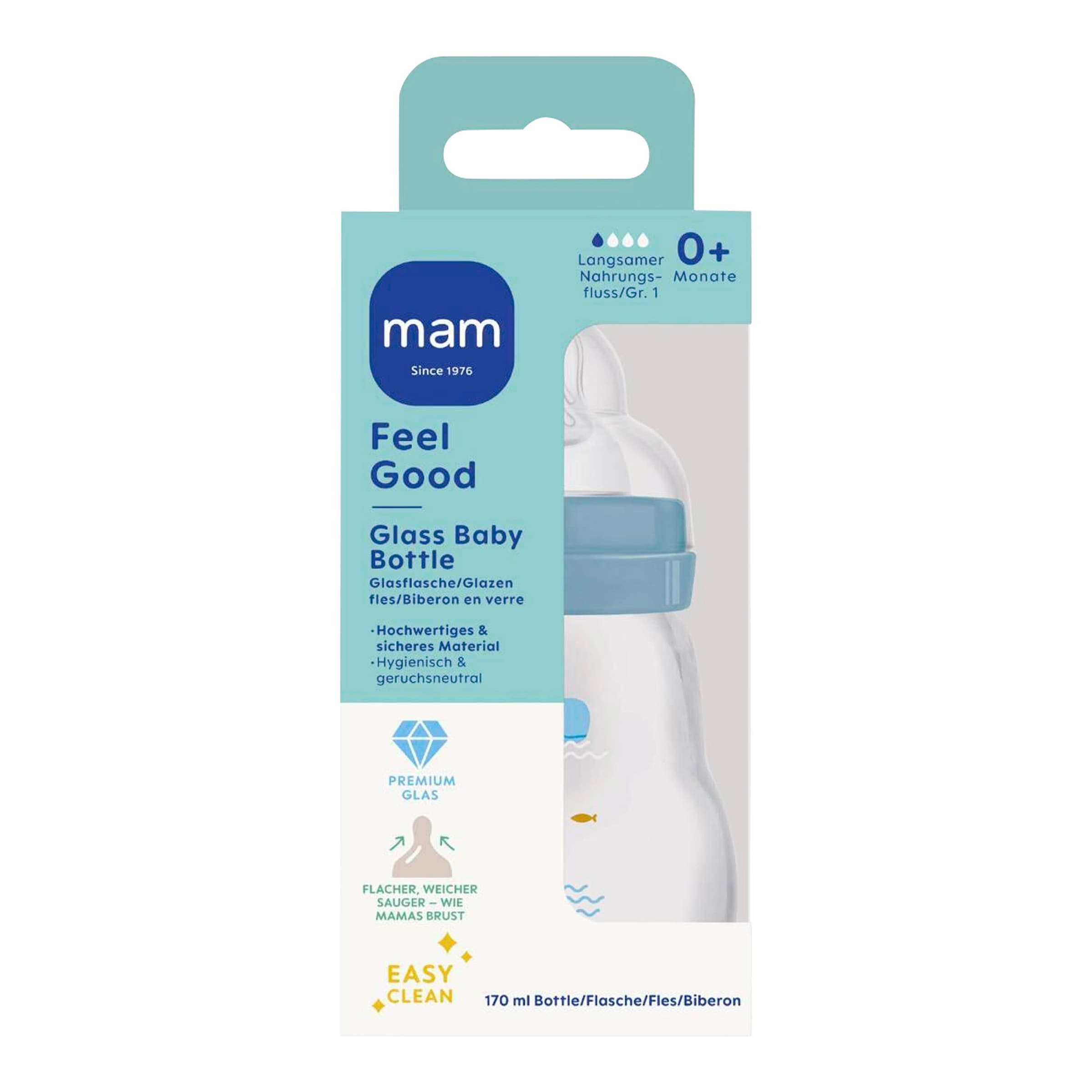 Mam Babyflasche Feel Good matt, Glas, 170 ml, ab 0M
