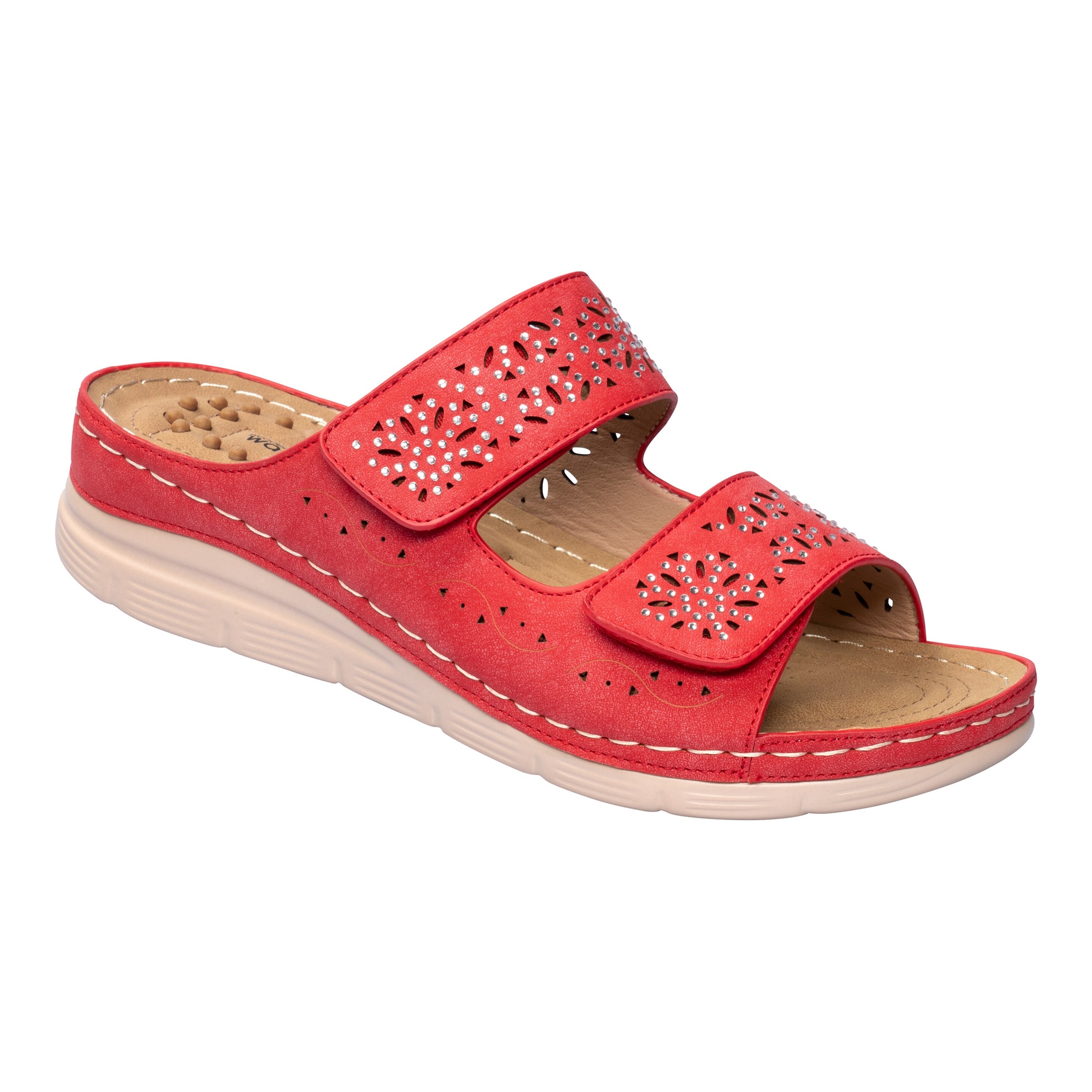 Massage-Klettpantolette „Michaela“ rot 42 Damen