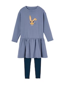 Mädchen-Set: Sweatkleid & gerippte Leggings