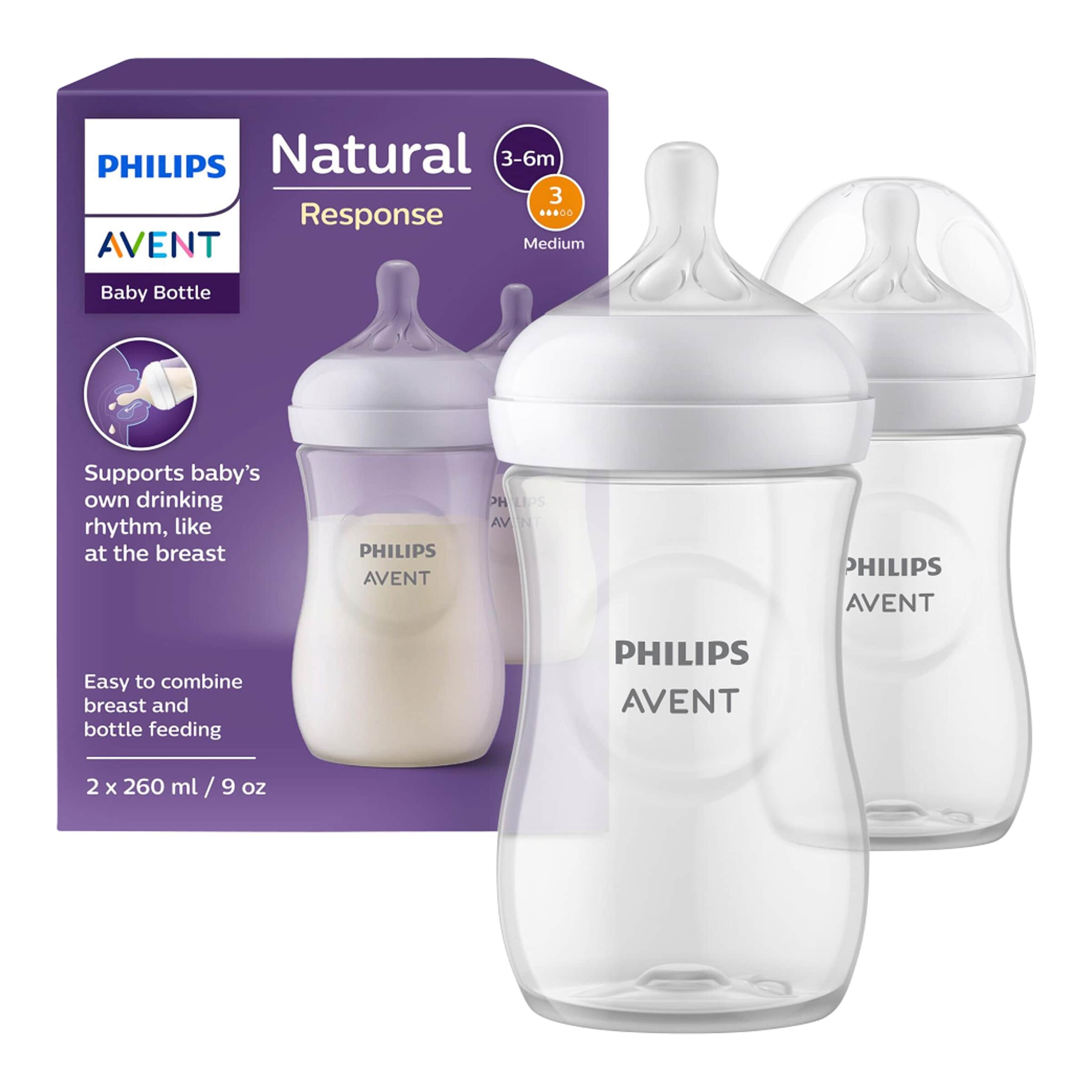 Philips Avent 2er-Pack Babyflasche Natural Response, 260ml, ab 1M