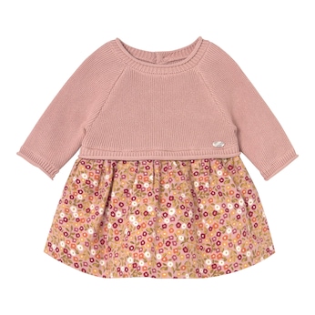 Kleid langarm 2in1 Strickpullover und Rock Blumen