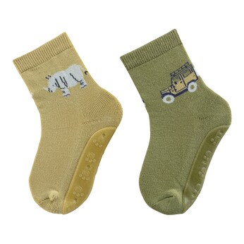 2er-Pack ABS-Socken Fliesen Flitzer Nashorn Auto