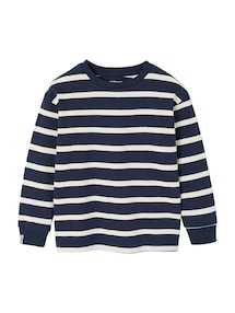 Gestreiftes Jungen Rundhals-Shirt mit Recycling-Baumwolle