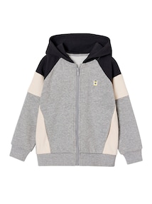 Kapuzensweatjacke Jungen im Colorblock-Look, Recycling-Polyester