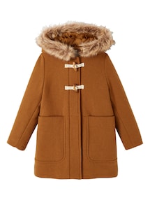 Mädchen Dufflecoat mit Kapuze & Knebelknöpfen