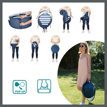 Strandmuschel & Reisebett Babyni 2in1 mit UV-Schutz 50+