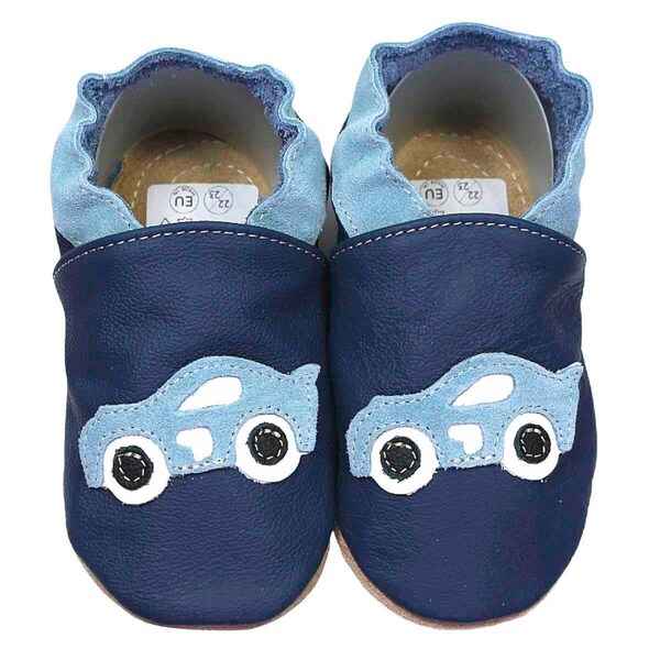 HOBEA-Germany Chaussures Jardin d'enfants safestep, chaussons pour enfants, chaussures en cuir (bleu, 30/31 EU