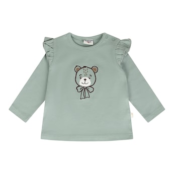 Shirt langarm Bär Rüschen