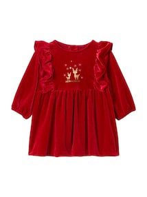 Baby-Set: Samt-Kleid, Haarband und Strumpfhose für Weihnachten, Mädchen