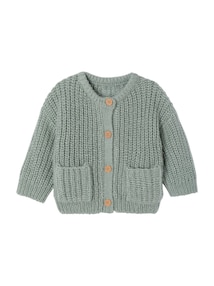 Baby Strickjacke mit aufgesetzten Taschen, Grobstrick