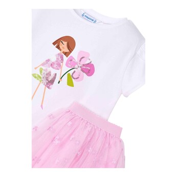 2-tlg. Set T-Shirt und Tüllrock Blumen