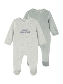 Bio-Kollektion: 2er-Pack Baby Strampler, Samt & Cord