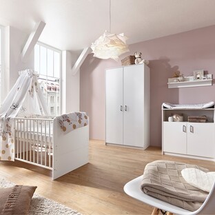 3-tlg. Babyzimmer Classic White mit 2-türigem Kleiderschrank