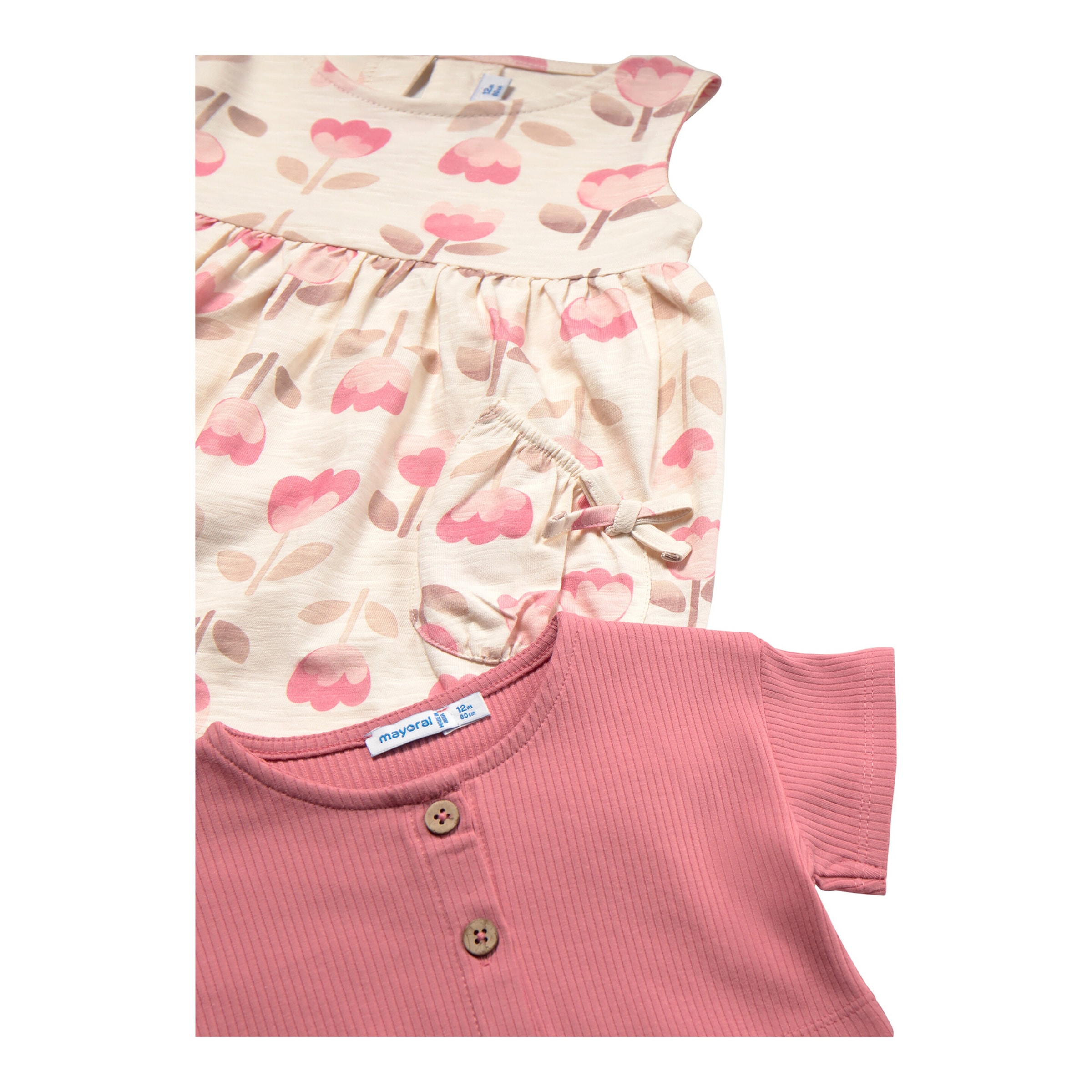 2-tlg. Set Kleid ohne Arm und Jacke kurzarm Blumen