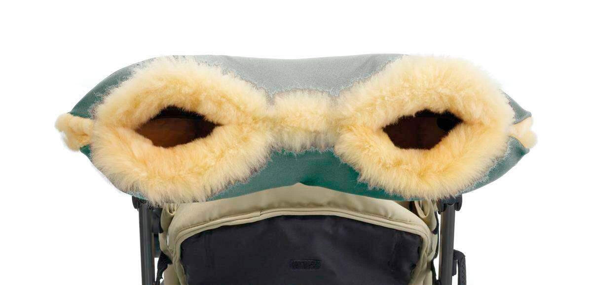 Hofbrucker Lammfell-Handwärmer für Kinderwagen Lammfell Handmuff gruen