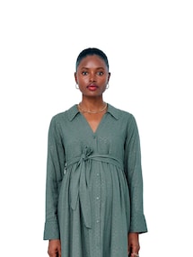 Langes Hemdblusenkleid aus Jacquard für Schwangerschaft und Stillzeit