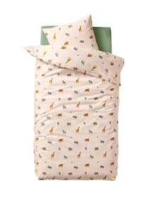 Bettwäsche-Set Kinder WILD ANIMALS, Recycling-Baumwolle BASIC