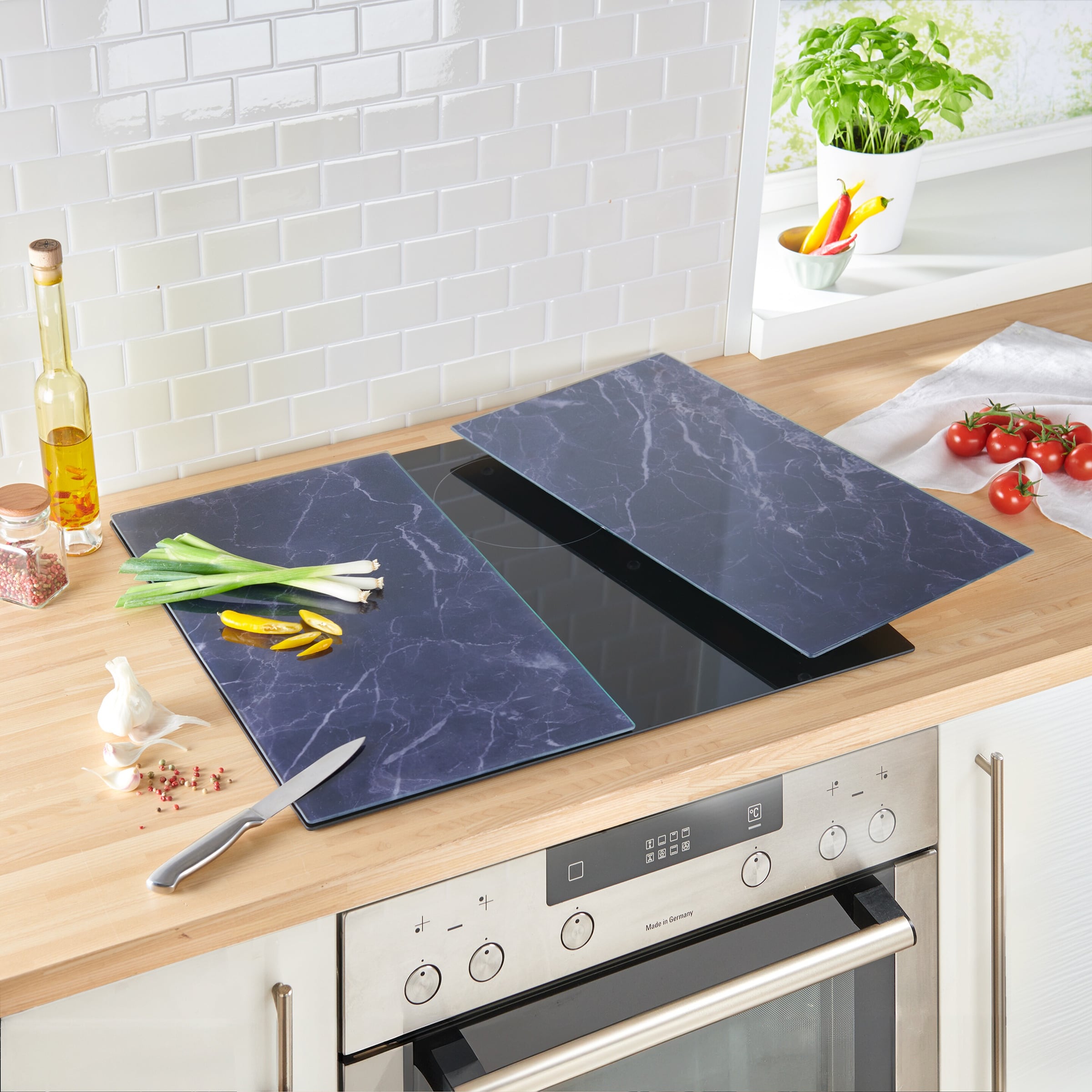 Herdabdeckplatten "Marmor“, 2 Stück