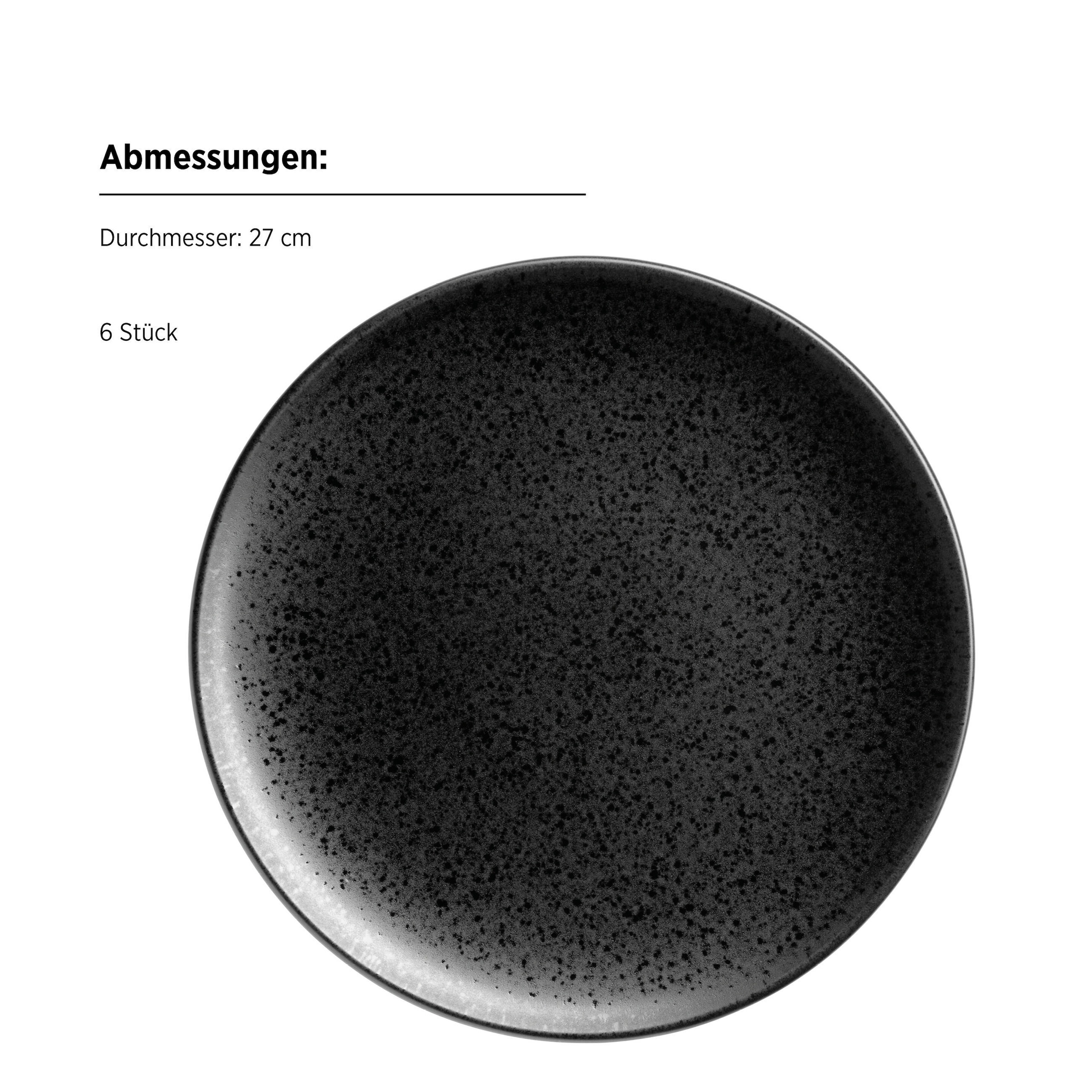Mäser Speiseteller-Set, Steinzeug Essential Schwarz