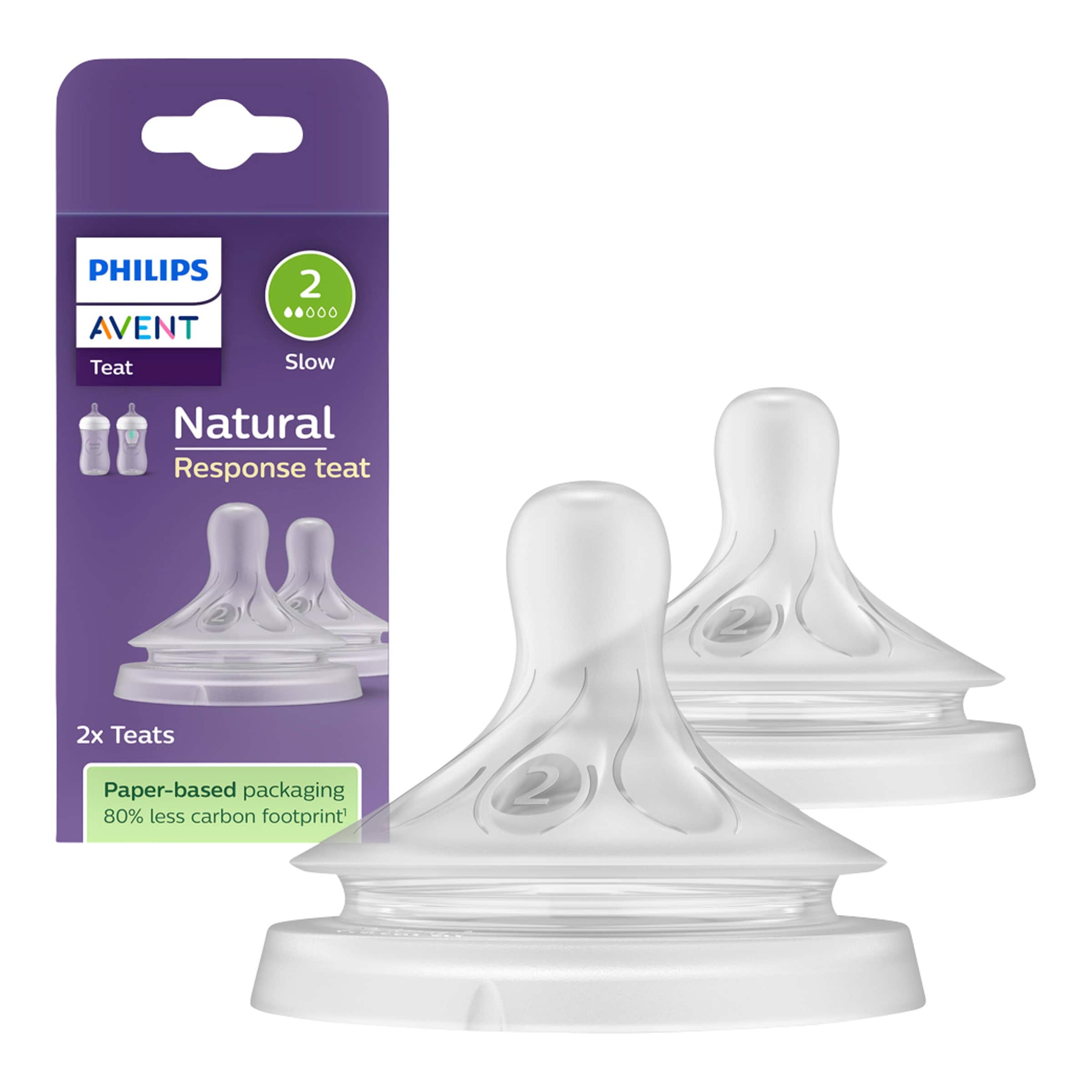 Philips Avent 2er-Pack Natural Response Sauger, Silikon, Stufe 2, ab Geburt
