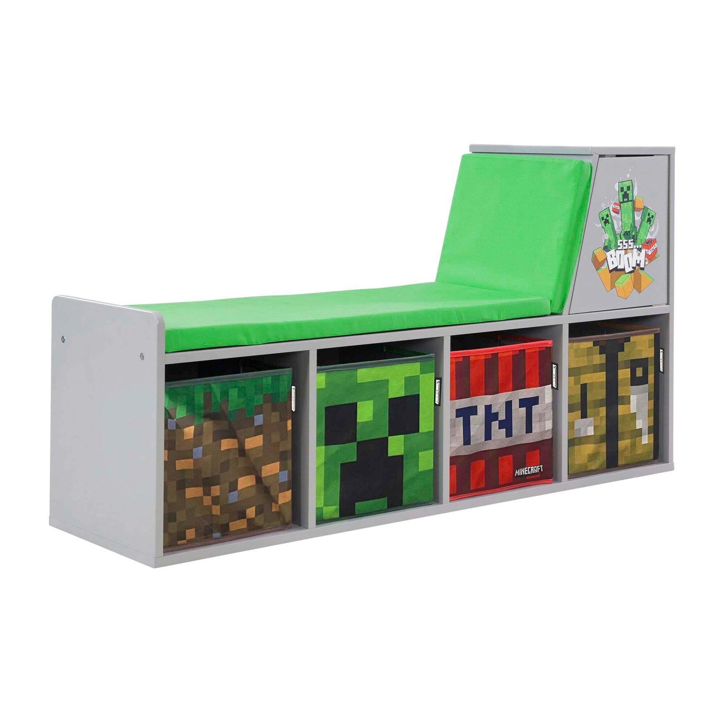 Roba Lese-Sitzbank mit Sitzkissen und Stauraumboxen Minecraft