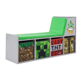 Lese-Sitzbank mit Sitzkissen und Stauraumboxen MINECRAFT 