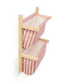 Wand-Organizer mit Stofftaschen Stoff gestreift altrosa