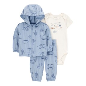 3-tlg. Set Body kurzarm, Sweatjacke und Jogginghose Farm 