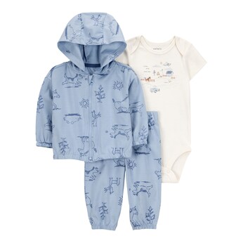 3-tlg. Set Body kurzarm, Sweatjacke und Jogginghose Farm 