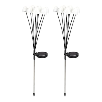 Piquets solaires LED «Champignons», lot de 2
