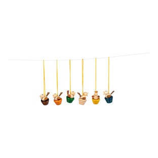 Houten hangertjes “Nestvogels” 6 stuks