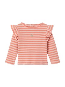 Baby Shirt mit Volants und Herz-Stickerei, Ripp