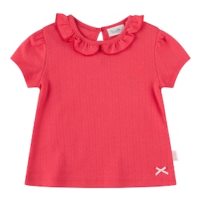 T-shirt ajouré col à ruchés