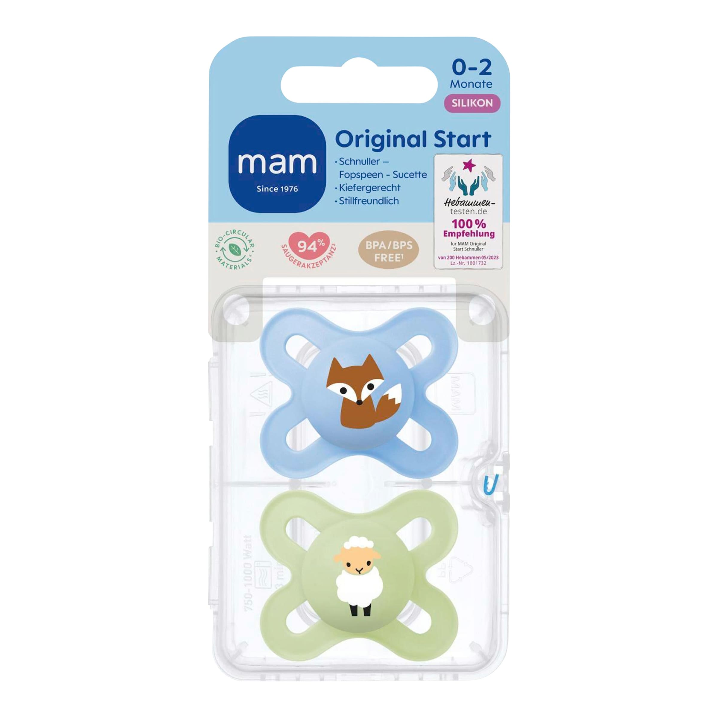 Mam 2er-Pack Schnuller Original Start Silikon, 0-2M