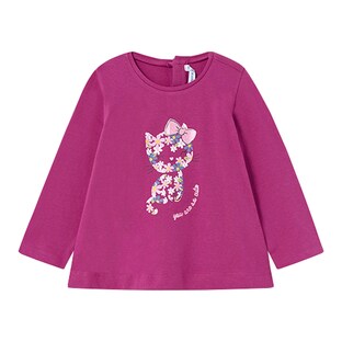 Shirt langarm Blumen-Katze